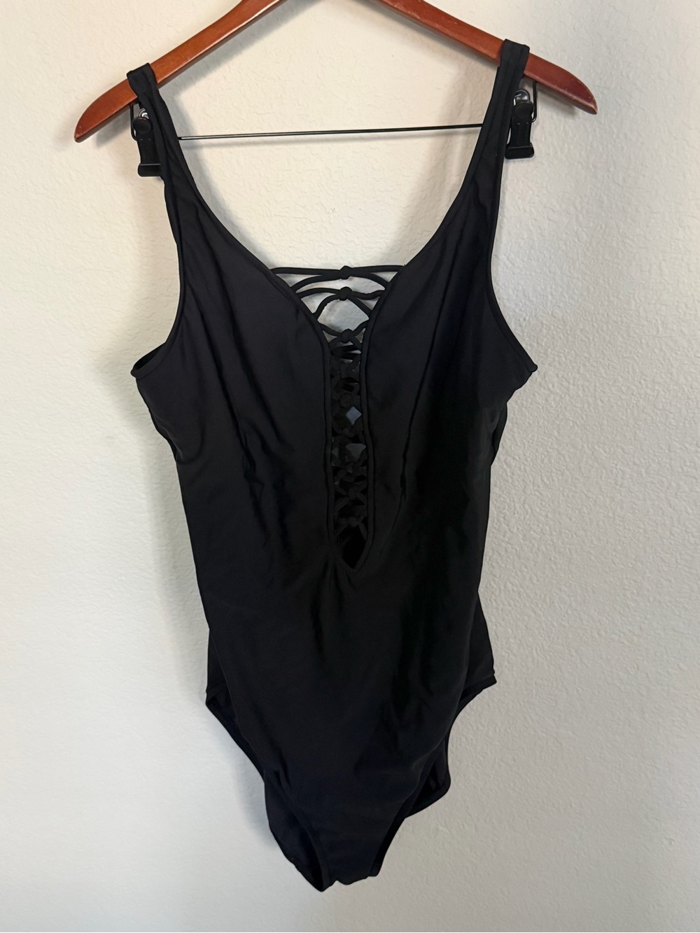 Aqua Green Brand - Black Lace-Up One-Piece Swimsuit 18W